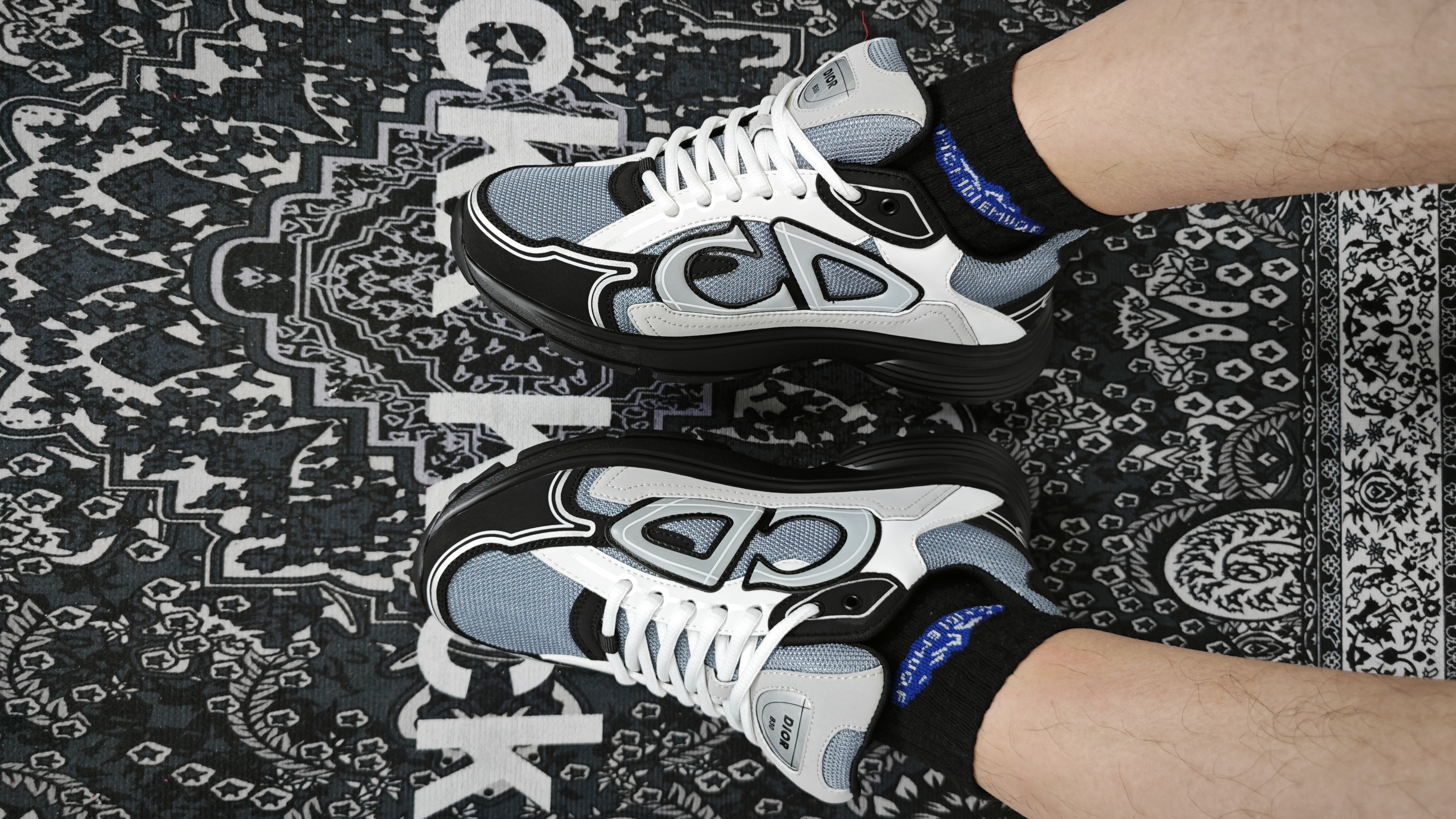 Dior B30 Countdown Sneaker Blue Mesh with Gray, White and Black Technical Fabric