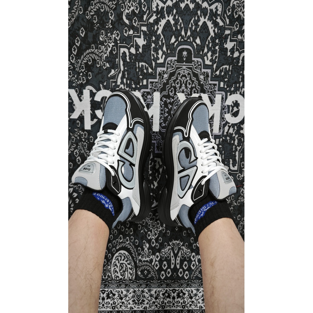 Dior B30 Countdown Sneaker Blue Mesh with Gray, White and Black Technical Fabric