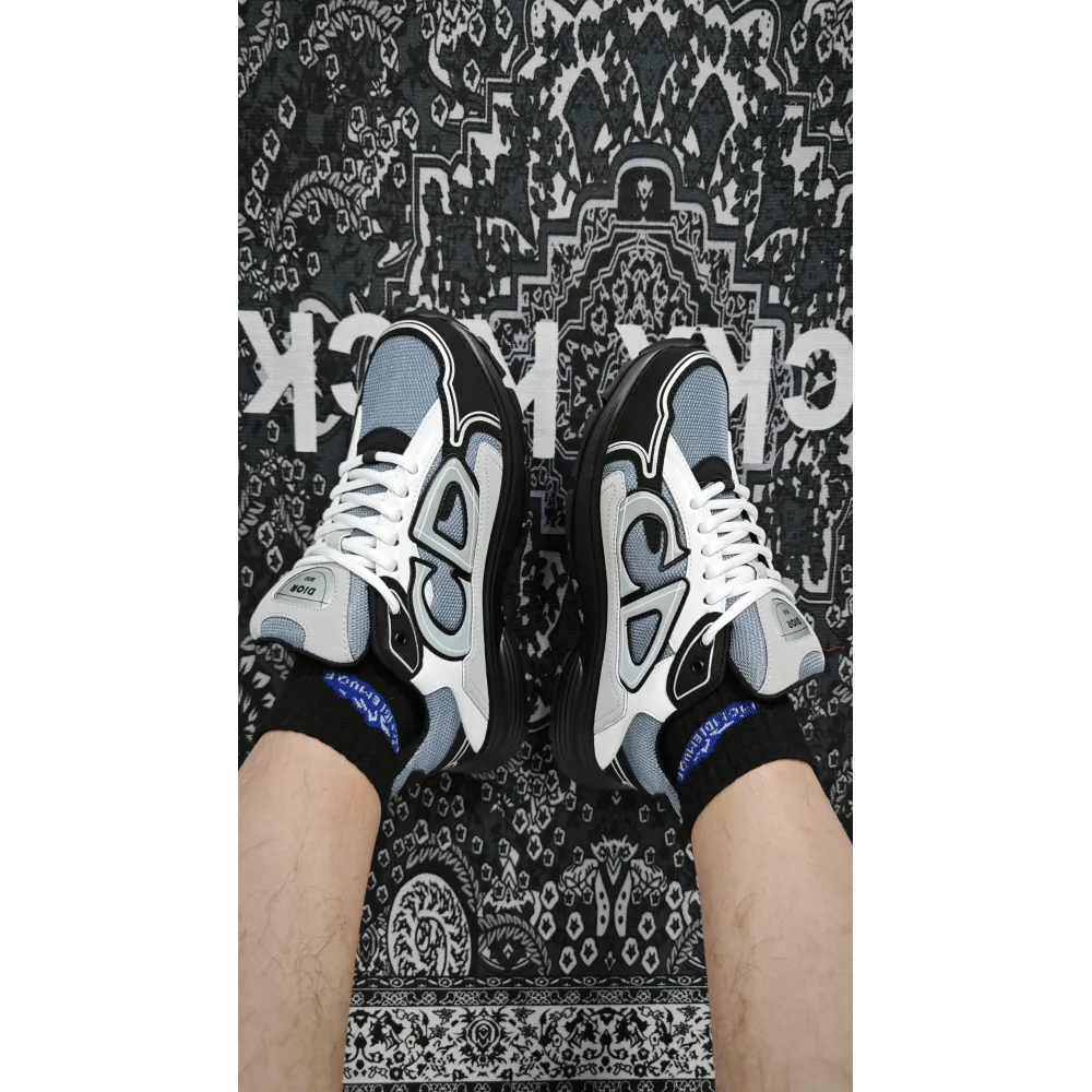 Dior B30 Countdown Sneaker Blue Mesh with Gray, White and Black Technical Fabric