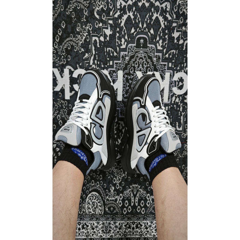 Dior B30 Countdown Sneaker Blue Mesh with Gray, White and Black Technical Fabric