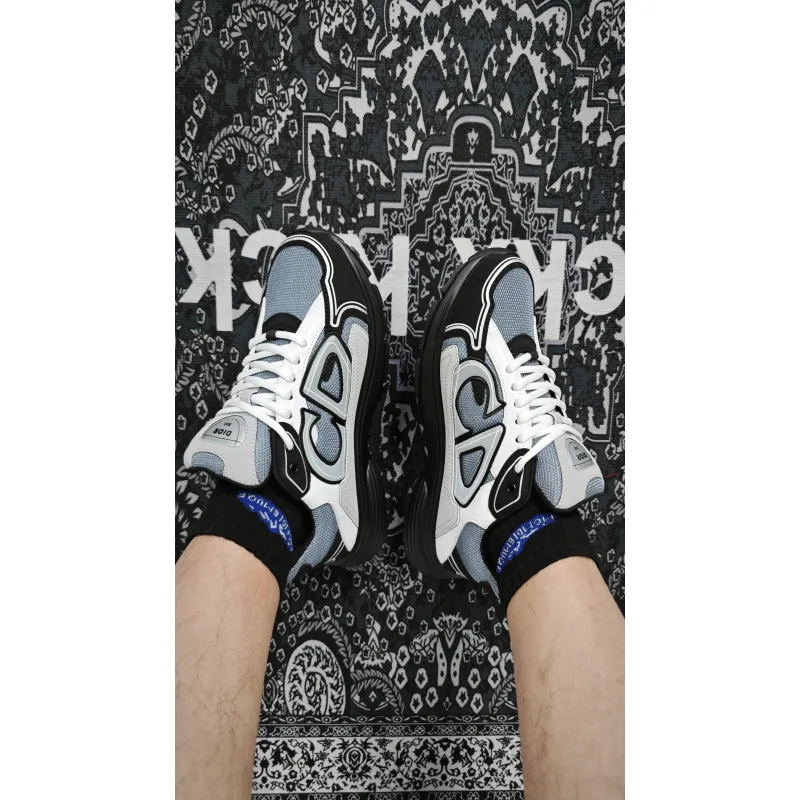 Dior B30 Countdown Sneaker Blue Mesh with Gray, White and Black Technical Fabric