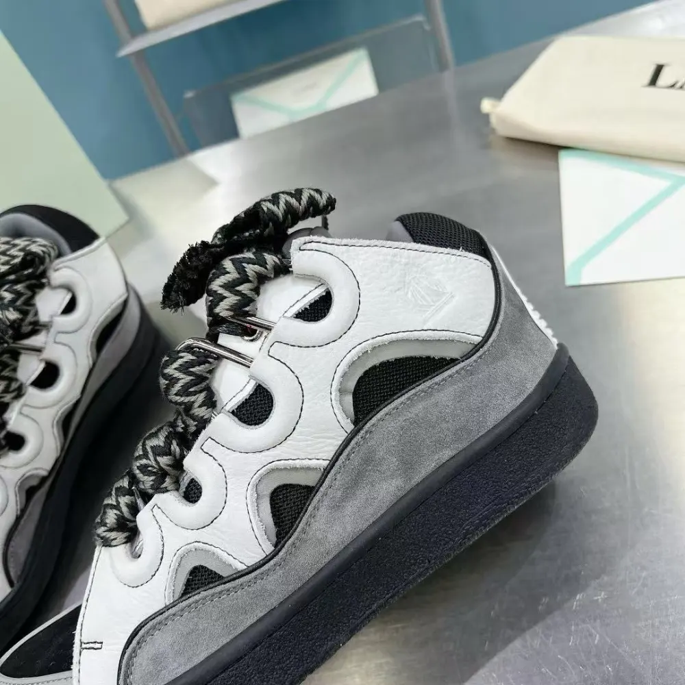 Lanvin Curb Sneakers White Anthracite PB FM SKRK11 TONE P240018