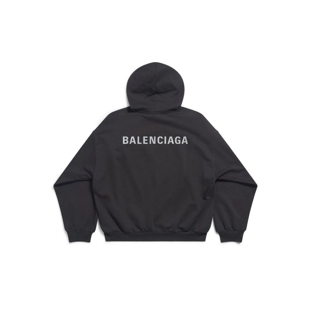 Balenciaga Back Cropped Hoodie In Black