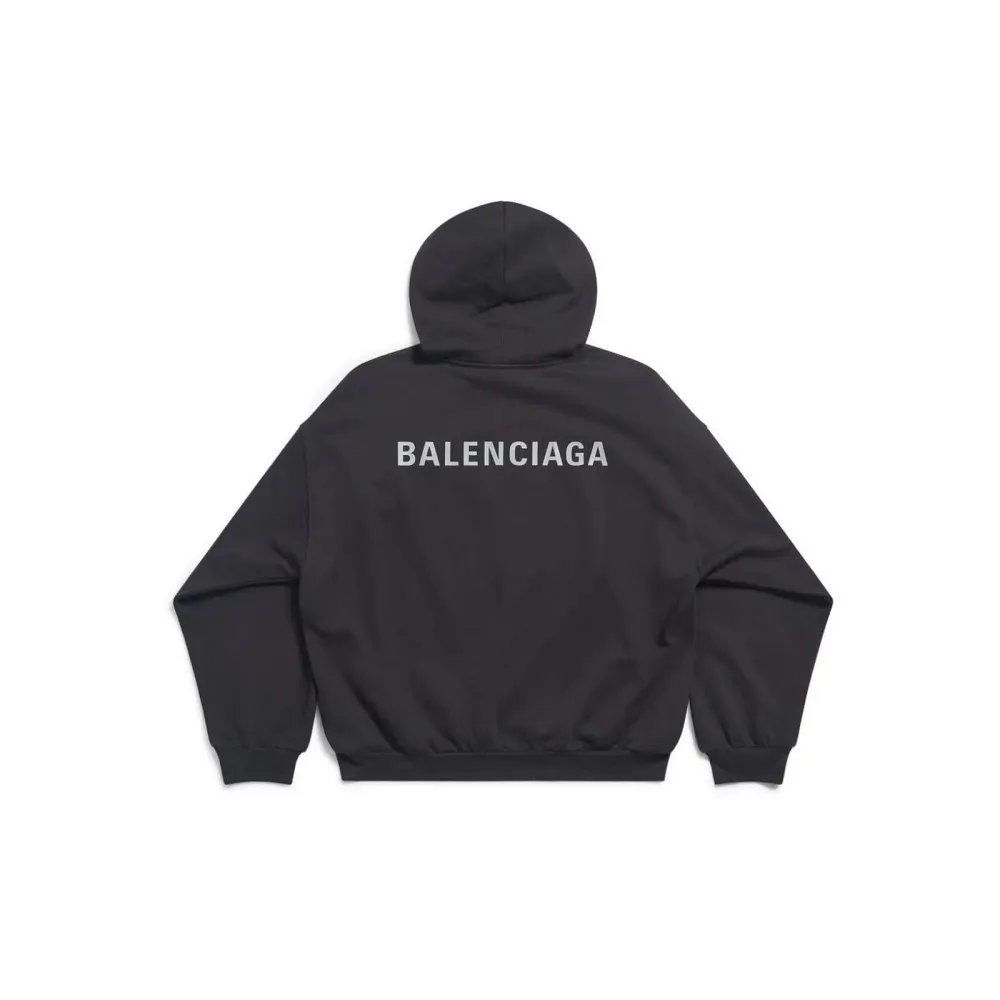 Balenciaga Back Cropped Hoodie In Black