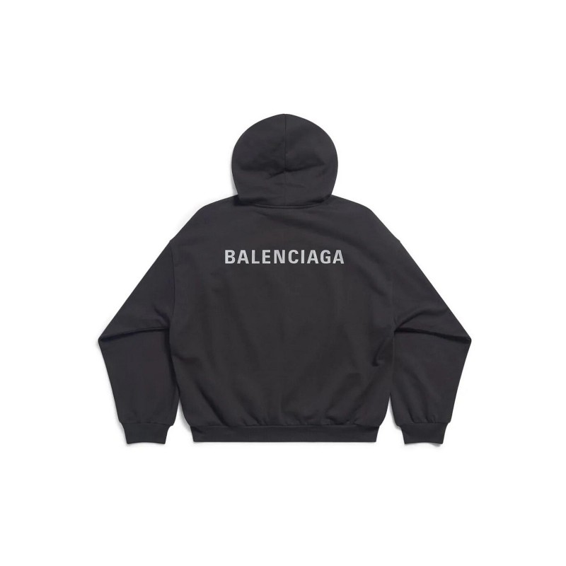 Balenciaga Back Cropped Hoodie In Black