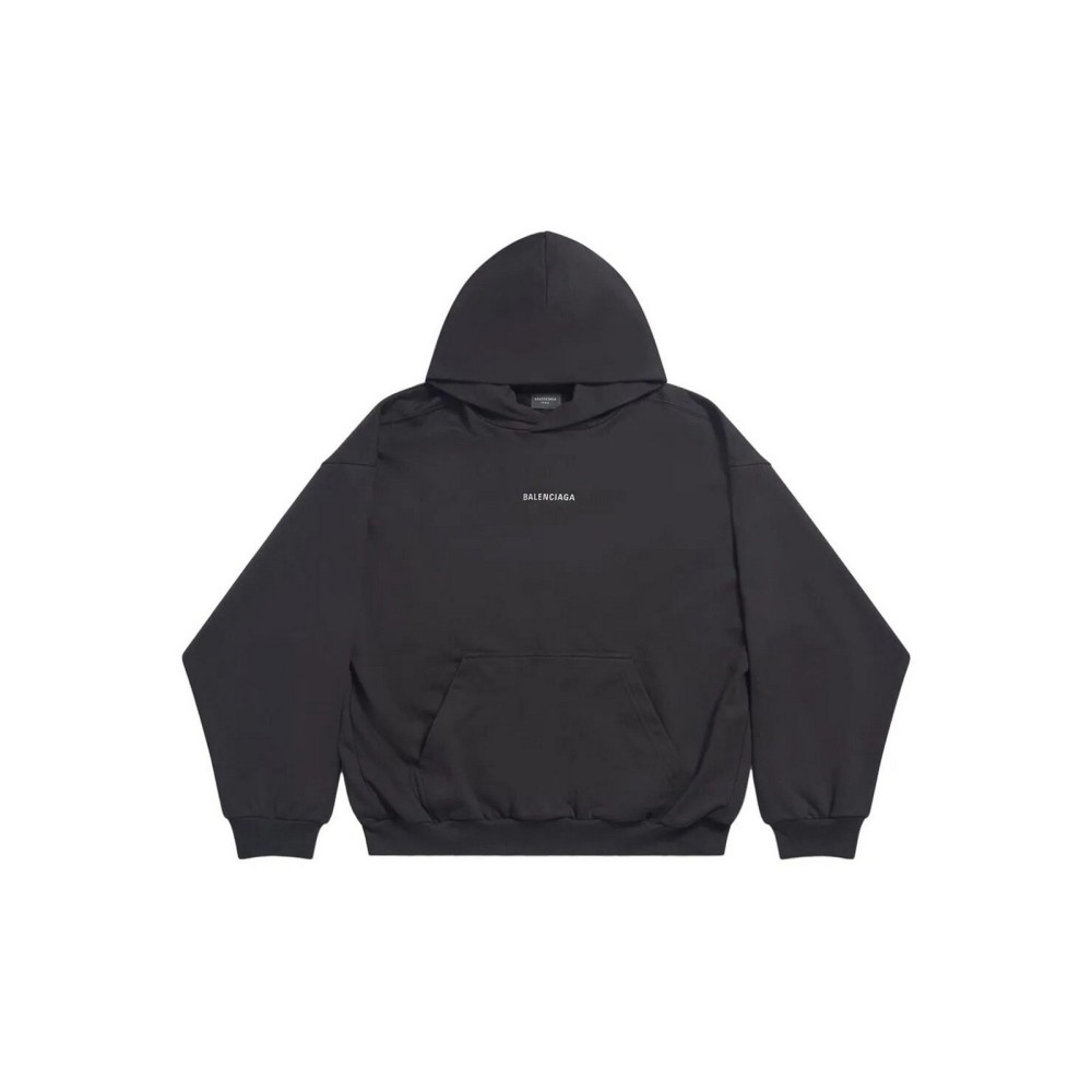 Balenciaga Back Cropped Hoodie In Black
