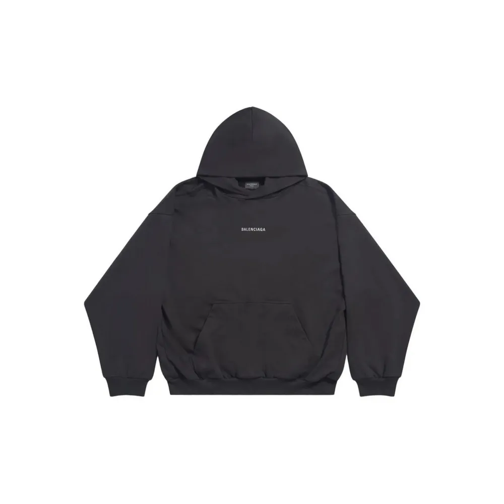 Balenciaga Back Cropped Hoodie In Black