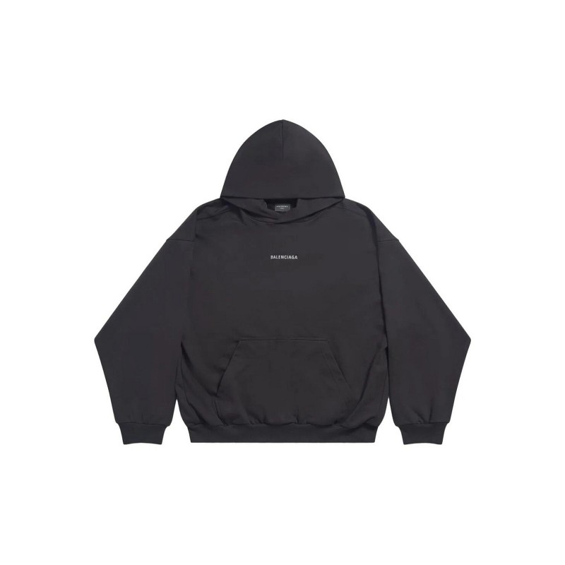 Balenciaga Back Cropped Hoodie In Black