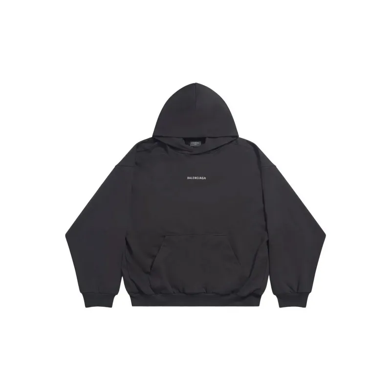 Balenciaga Back Cropped Hoodie In Black