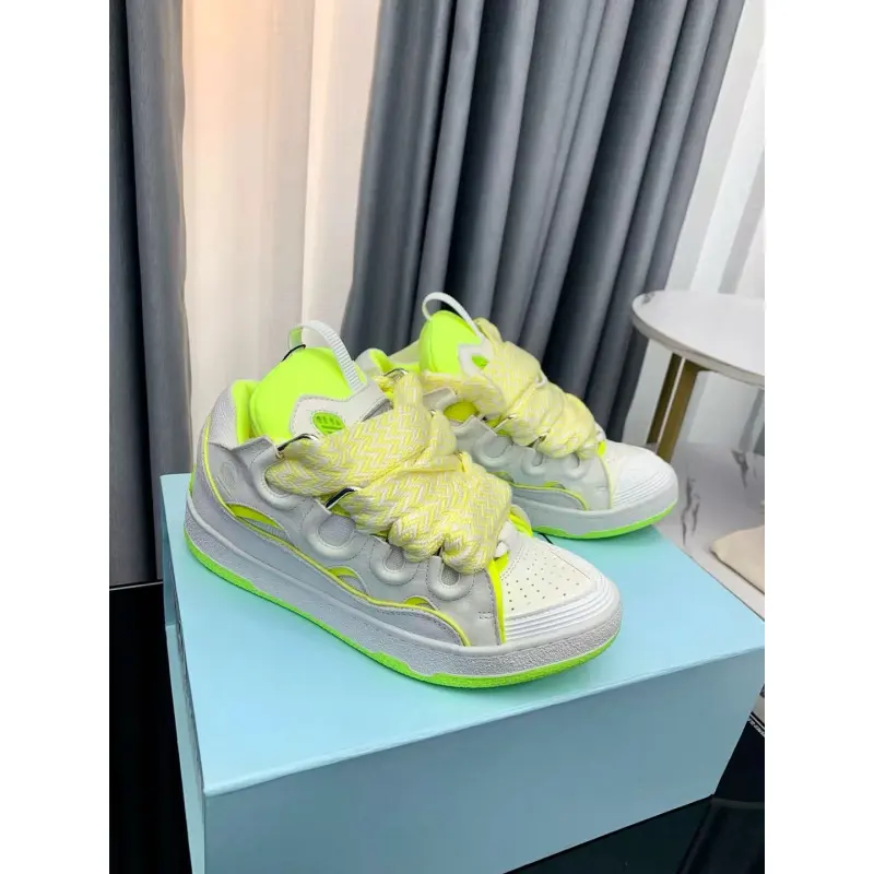 Lanvin Curb Sneaker White Fluo Yellow PB FM SKRK11 TONE P25613