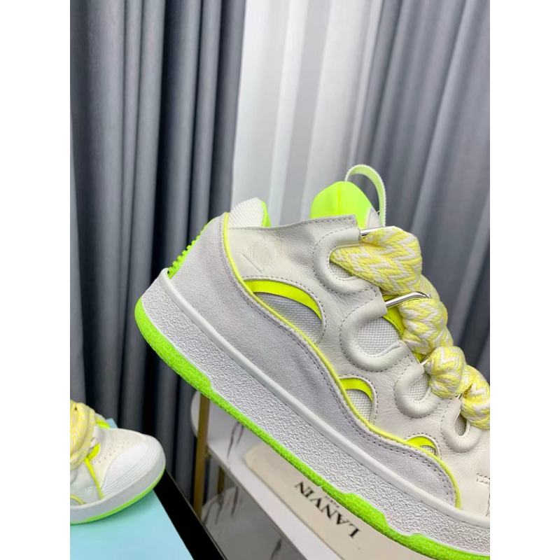 Lanvin Curb Sneaker White Fluo Yellow PB FM SKRK11 TONE P25613