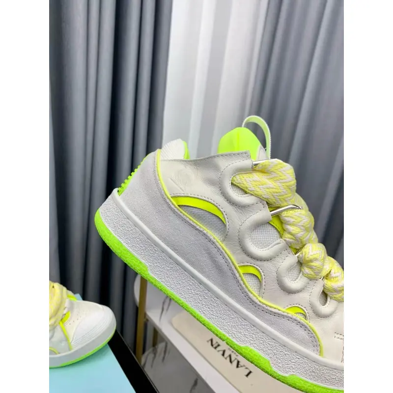 Lanvin Curb Sneaker White Fluo Yellow PB FM SKRK11 TONE P25613