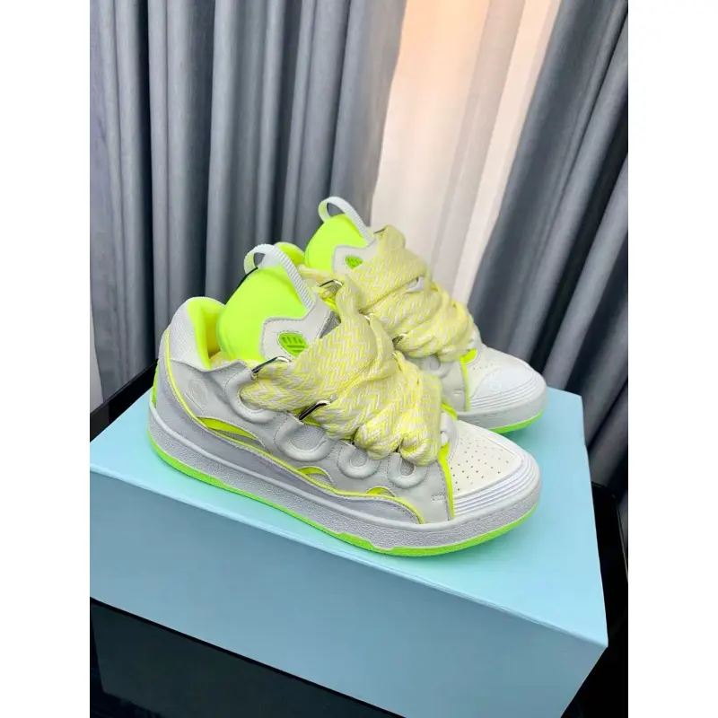 Lanvin Curb Sneaker White Fluo Yellow PB FM SKRK11 TONE P25613