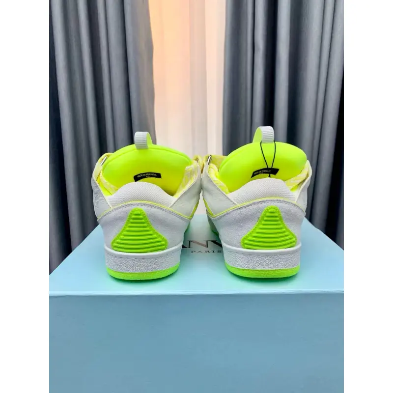 Lanvin Curb Sneaker White Fluo Yellow PB FM SKRK11 TONE P25613