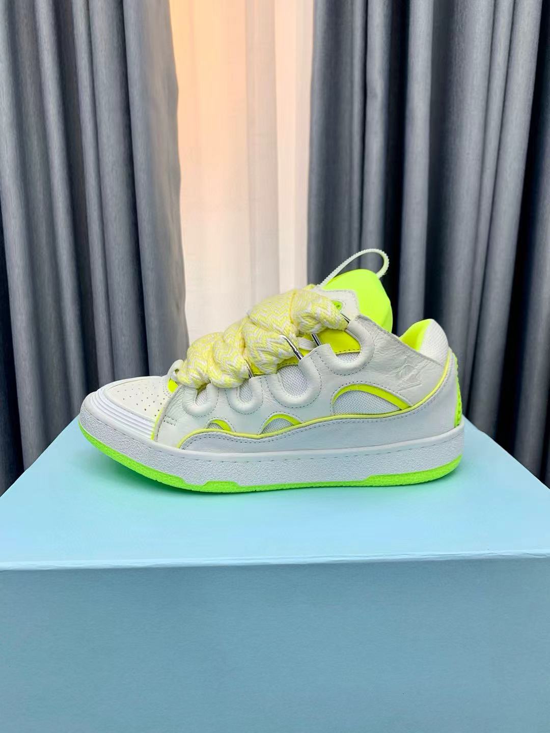 Lanvin Curb Sneaker White Fluo Yellow PB FM SKRK11 TONE P25613