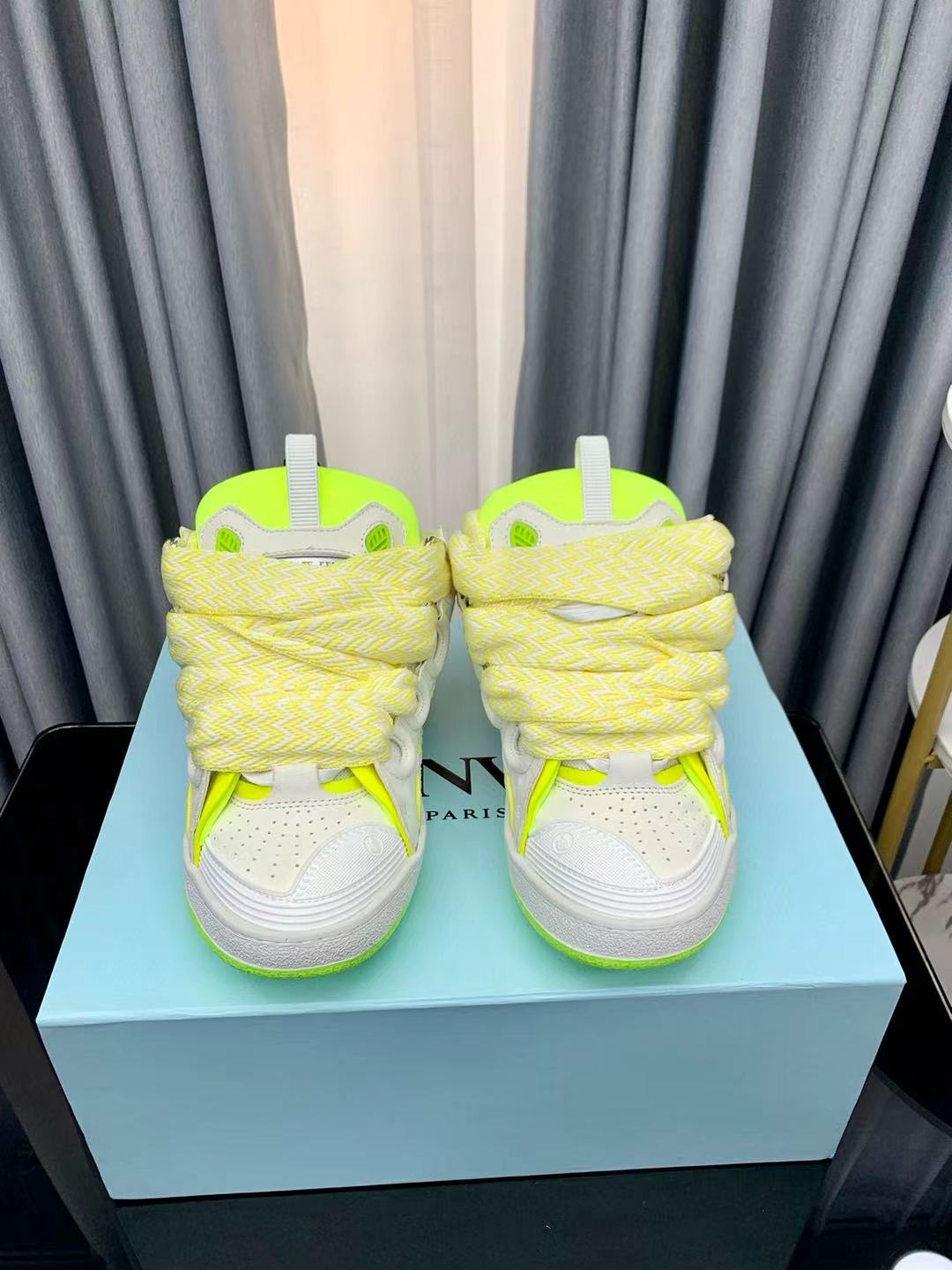 Lanvin Curb Sneaker White Fluo Yellow PB FM SKRK11 TONE P25613