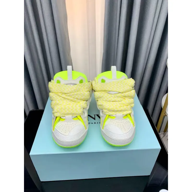 Lanvin Curb Sneaker White Fluo Yellow PB FM SKRK11 TONE P25613