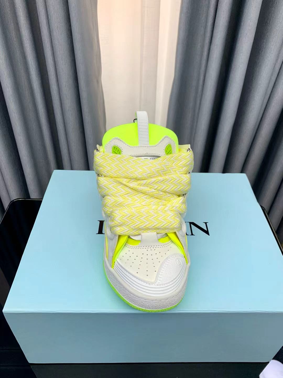 Lanvin Curb Sneaker White Fluo Yellow PB FM SKRK11 TONE P25613