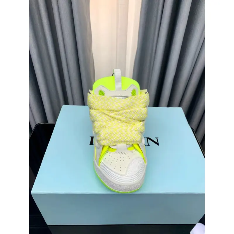 Lanvin Curb Sneaker White Fluo Yellow PB FM SKRK11 TONE P25613