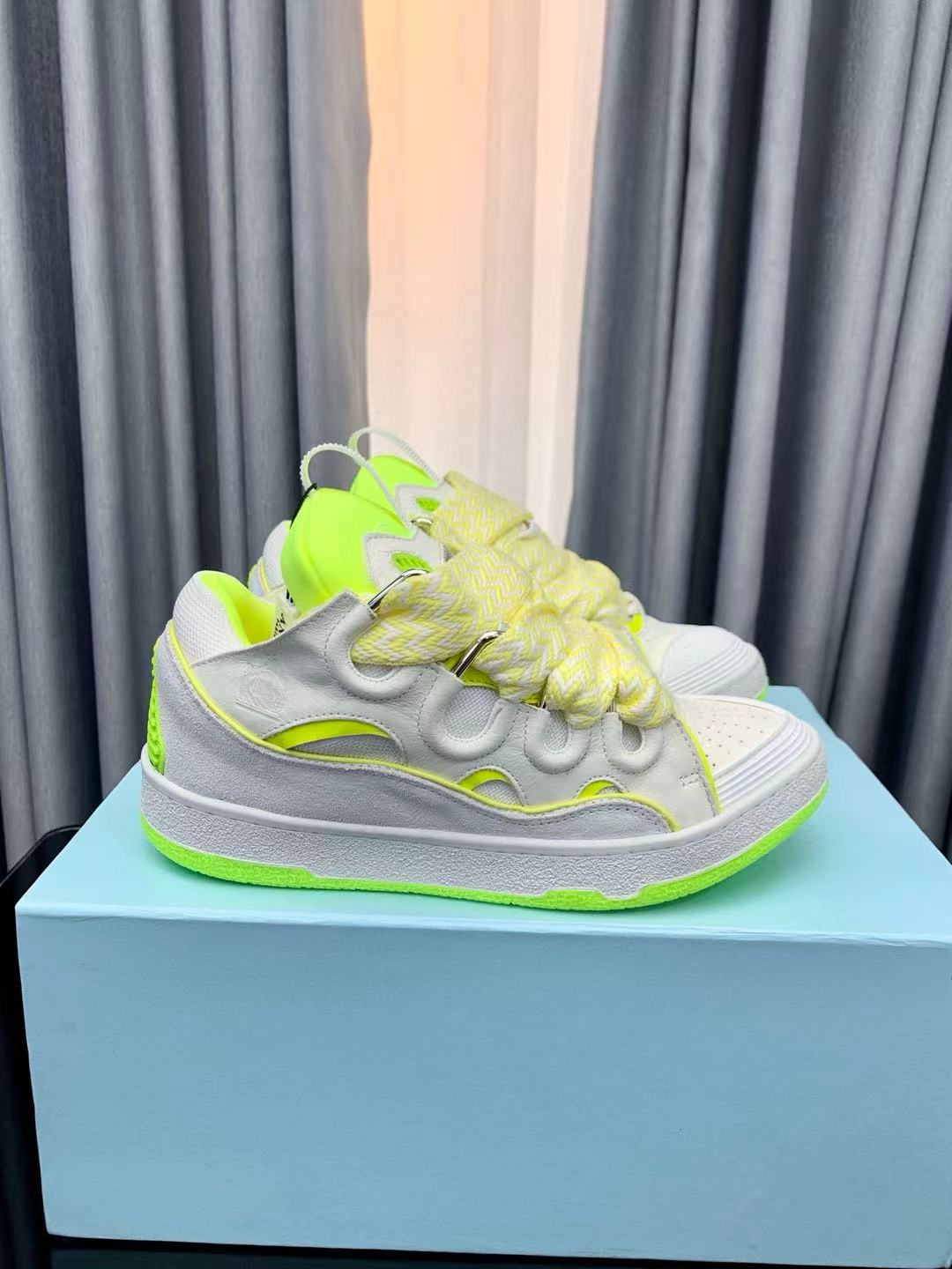 Lanvin Curb Sneaker White Fluo Yellow PB FM SKRK11 TONE P25613