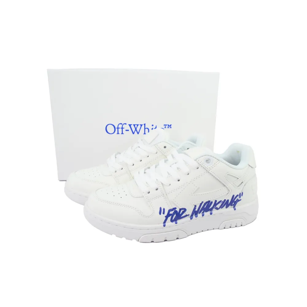 PK God Batch OFF-WHITE Out Of Office OOO Low Tops White and Blue Letters OMIA189F 24LEA006 0145