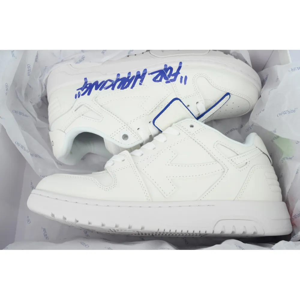 PK God Batch OFF-WHITE Out Of Office OOO Low Tops White and Blue Letters OMIA189F 24LEA006 0145