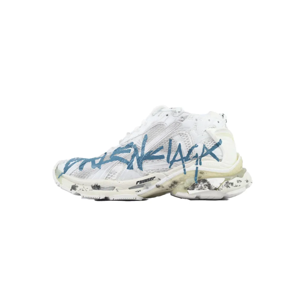 Balenciaga Runner Sneaker Graffiti - White Blue 772774 W3RBQ 9040