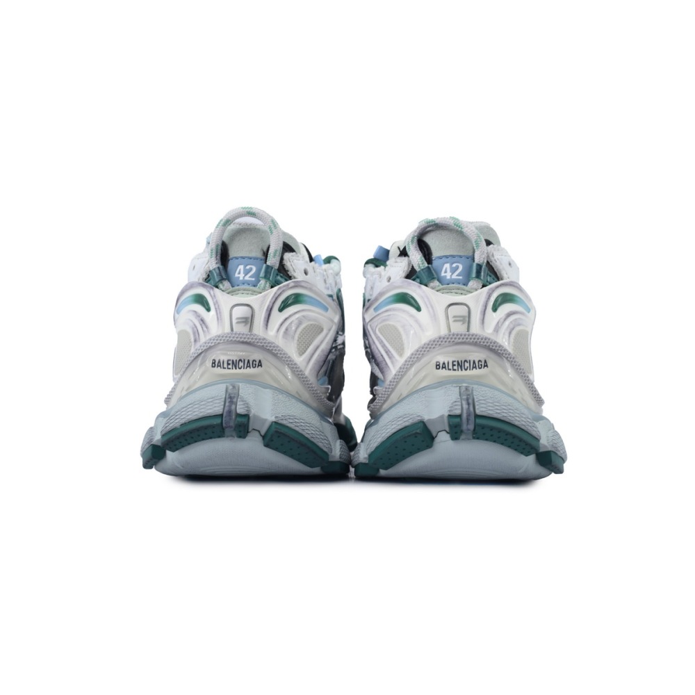 Balenciaga Runner Sneaker White Green Blue 772774 W3RMU 9034