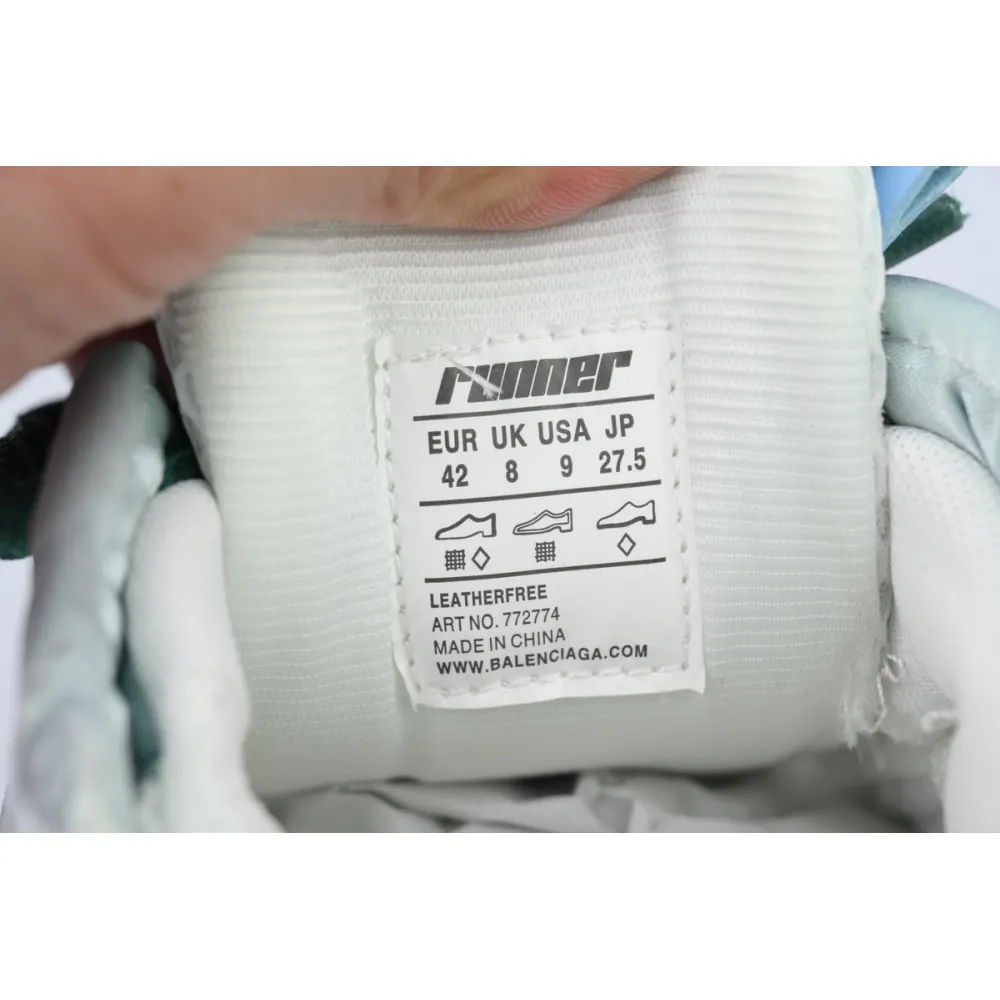 Balenciaga Runner Sneaker White Green Blue 772774 W3RMU 9034