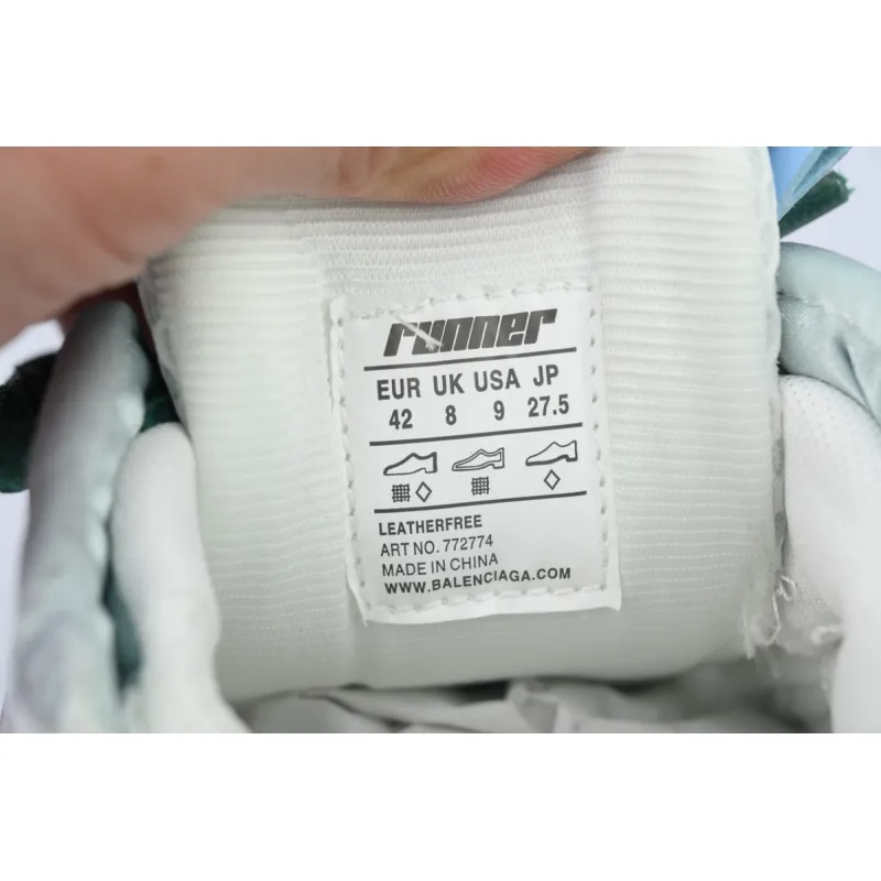 Balenciaga Runner Sneaker White Green Blue 772774 W3RMU 9034