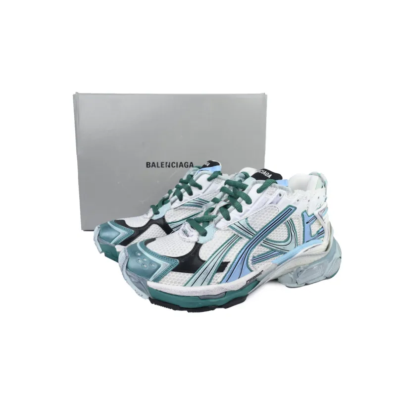 Balenciaga Runner Sneaker White Green Blue 772774 W3RMU 9034