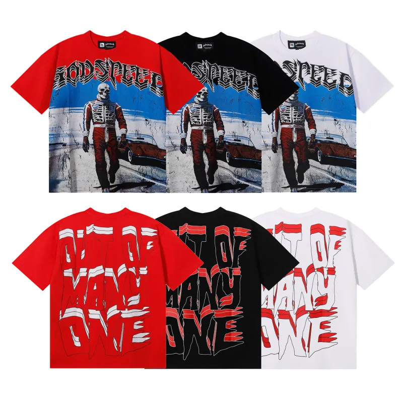 Godspeed Skele Rarri T-shirt #7069 Black/White/Red