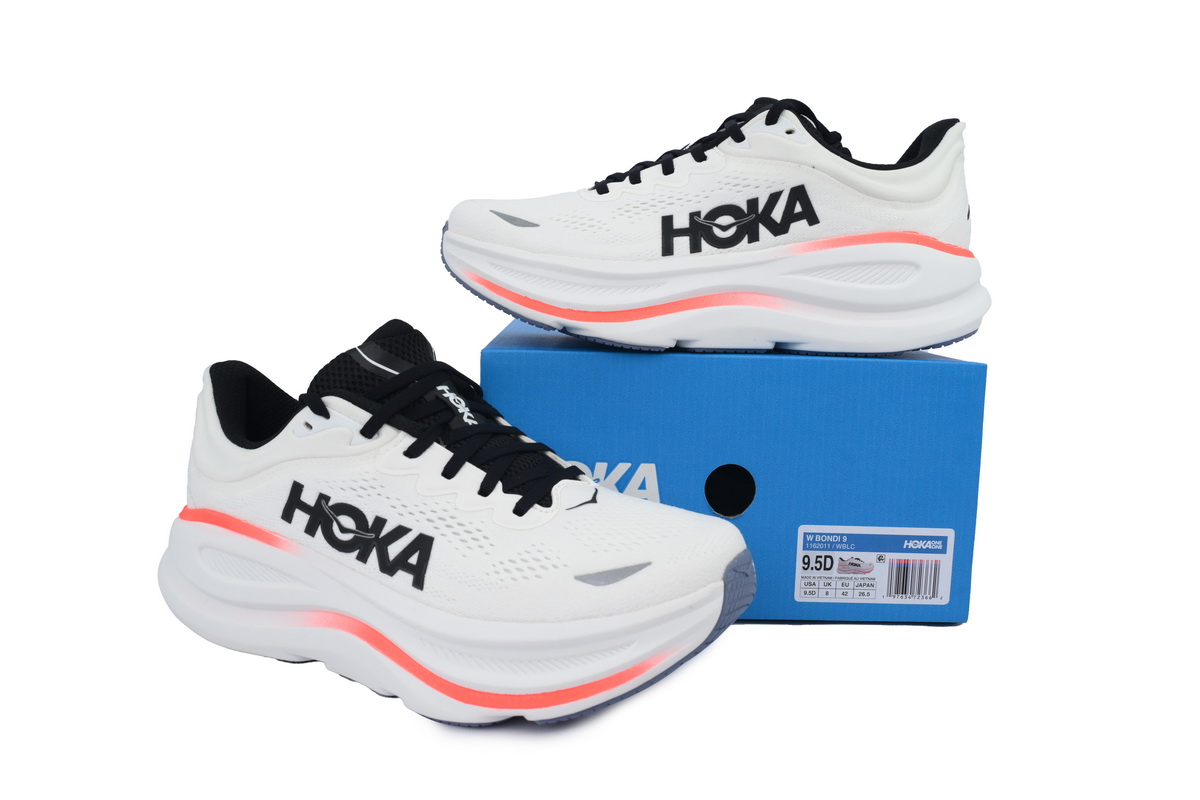 Hoka One One Bondi 9 Black White Red 1162011-WBLC