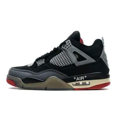 PK God Batch OFF White x Air Jordan 4 Bred CV9388-001 01