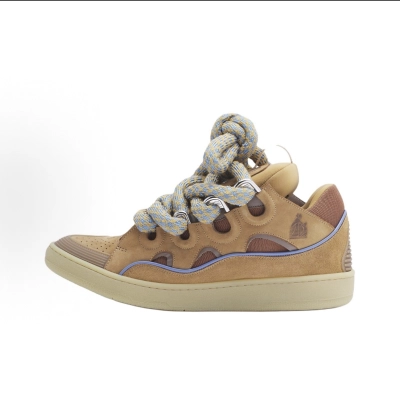 Lanvin Curb Sneakers In Leather With Snake Laces 01