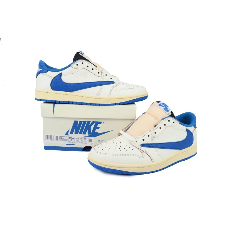 PK God Batch Air Jordan 1 Retro Low OG SP Fragment x Travis Scott Sail Military Blue DM7866-104