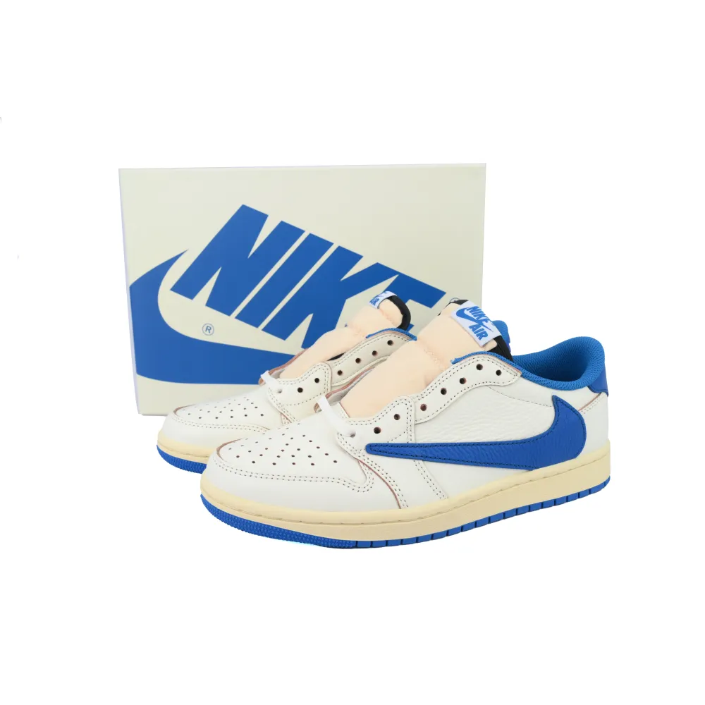 PK God Batch Air Jordan 1 Retro Low OG SP Fragment x Travis Scott Sail Military Blue DM7866-104
