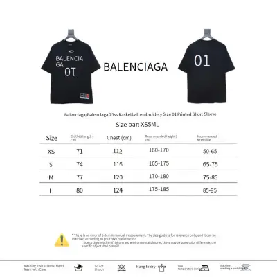Balenciaga 25ss Basketball Embroidery 01 Print T-shirt Black 02