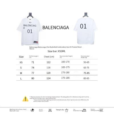 Balenciaga 25ss Basketball Embroidery 01 Print T-shirt White 02