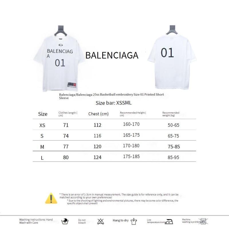 Balenciaga 25ss Basketball Embroidery 01 Print T-shirt White