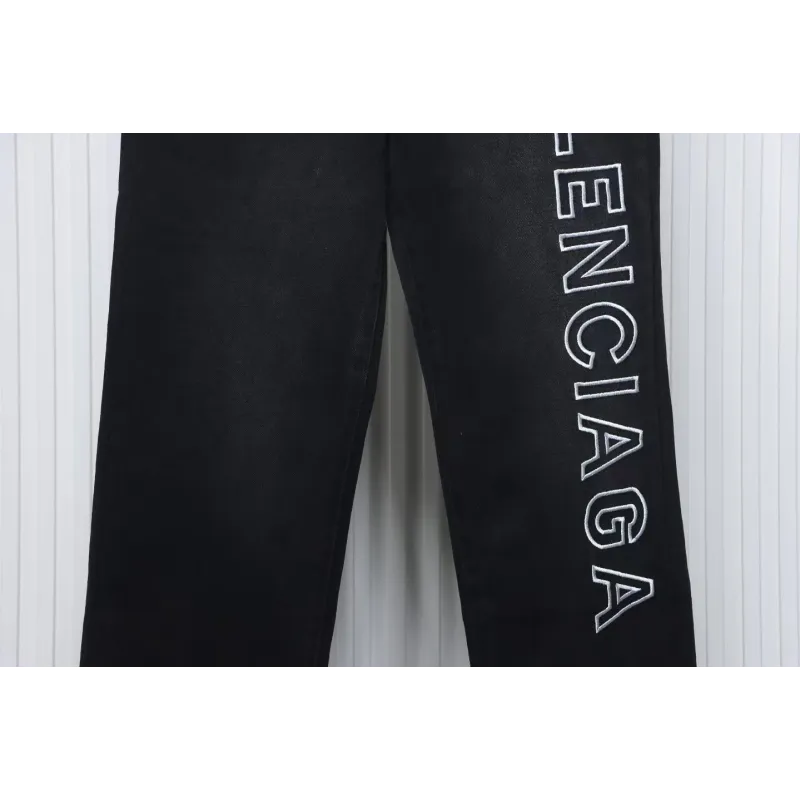 Balenciaga Side Logo Letter Embroidery Single-Breasted Jeans