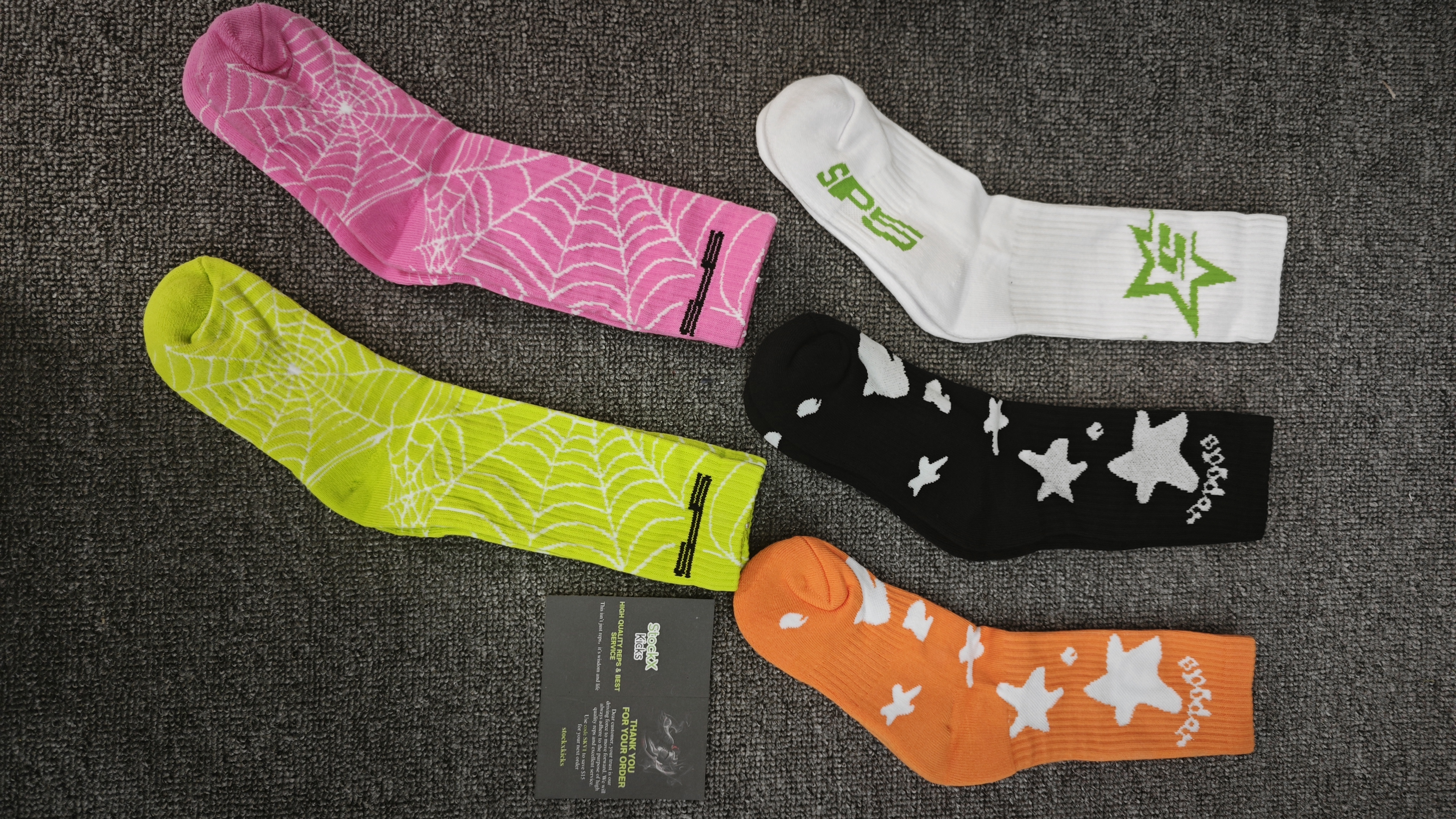 [Add One] Sp5der Socks White/ Black/ Orange/ Pink/ Green EG0719