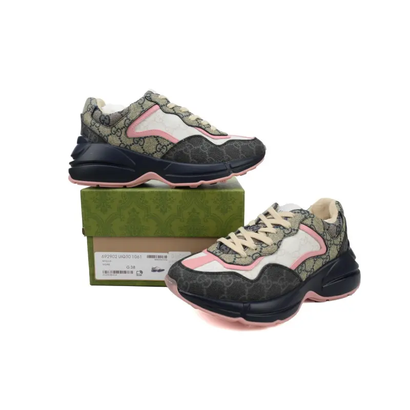Gucci Rhyton Sneaker Beige Blue Monogram 692902 UIQ30 1061