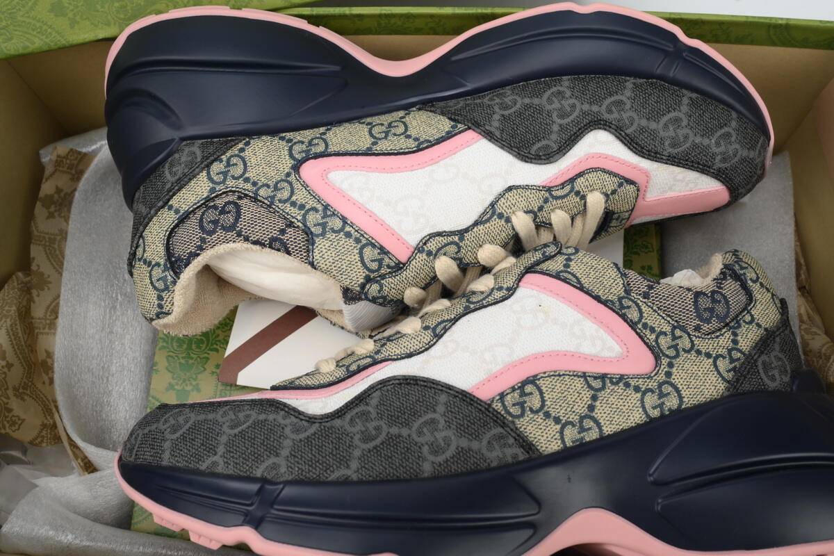 Gucci Rhyton Sneaker Beige Blue Monogram 692902 UIQ30 1061