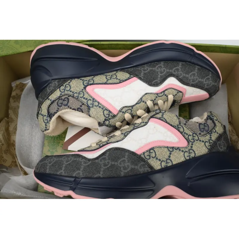 Gucci Rhyton Sneaker Beige Blue Monogram 692902 UIQ30 1061