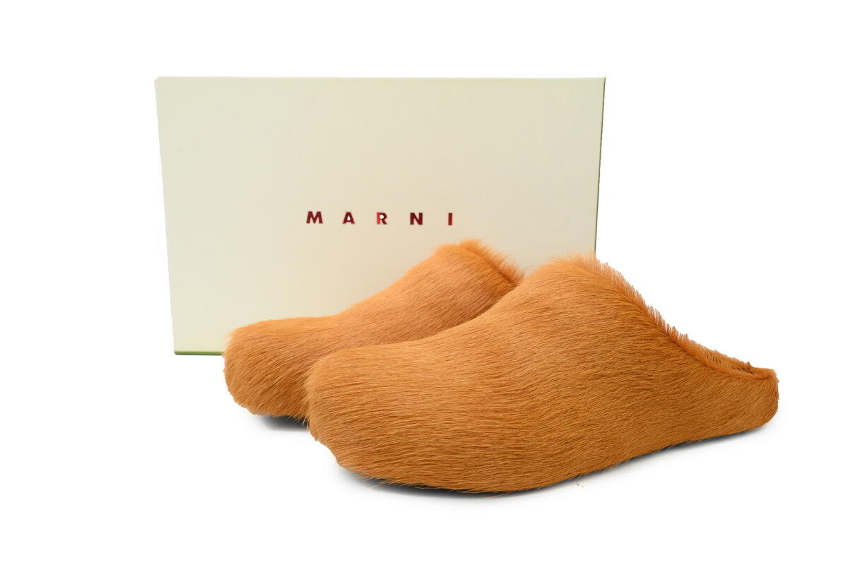  Marni Long-hair Calfskin Fussbett Sabot Earthy Yellow