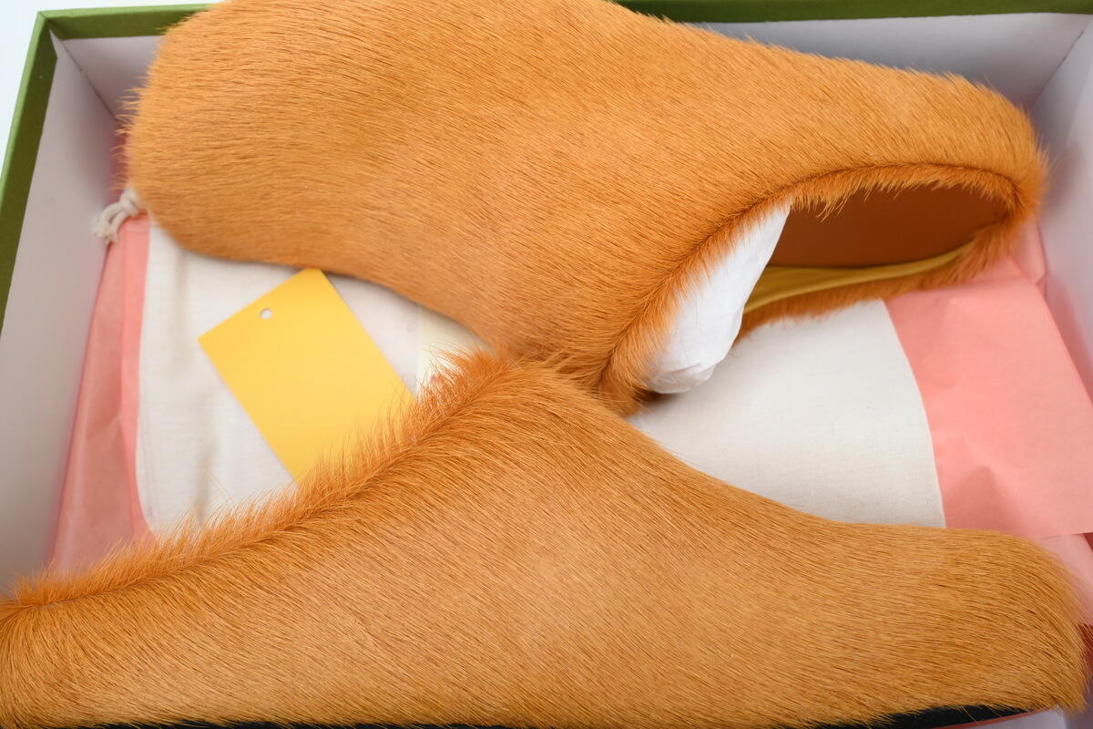  Marni Long-hair Calfskin Fussbett Sabot Earthy Yellow