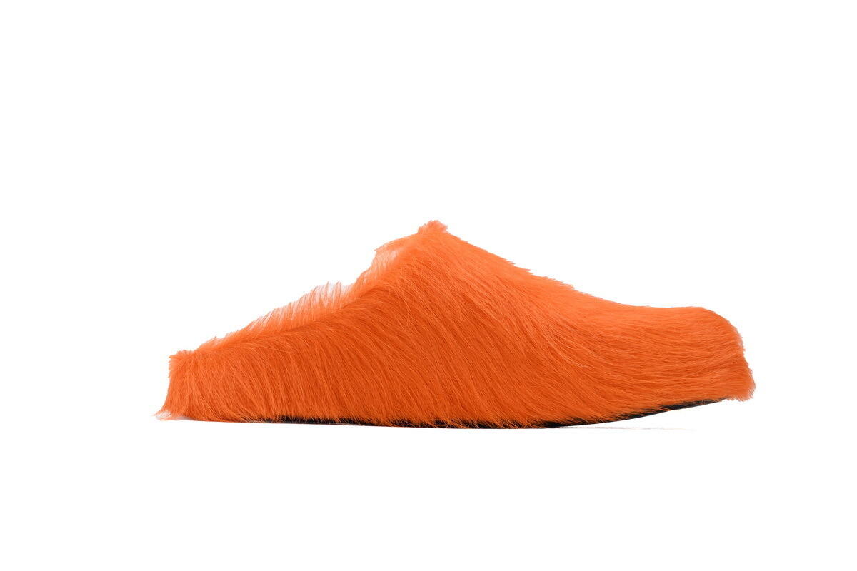  Marni Long-hair Calfskin Fussbett Sabot Orange