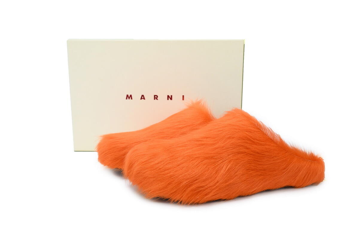  Marni Long-hair Calfskin Fussbett Sabot Orange
