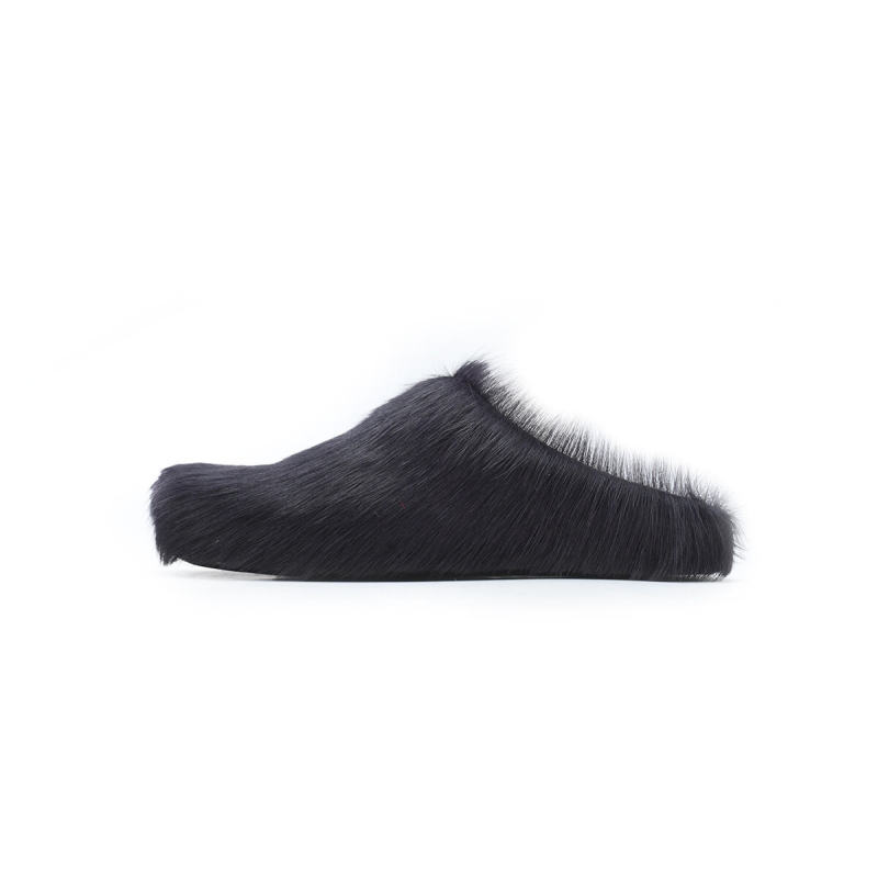 Marni Long-hair Calfskin Fussbett Sabot Black SBMR000600P412200N99